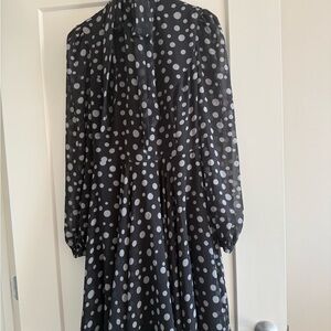 Elegant Black and White Polka Dot Dress